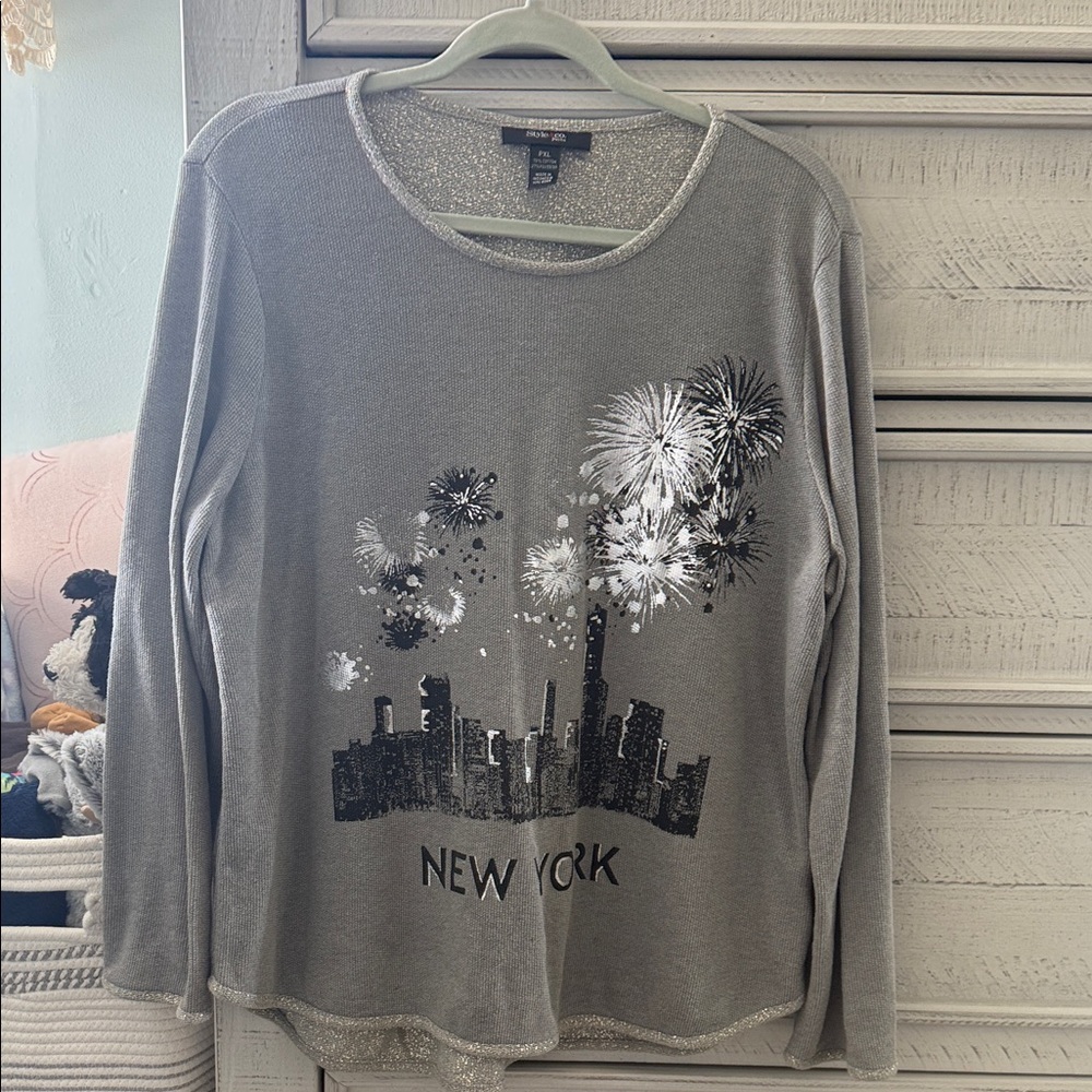 Style & Co. Petite Gray Knit Top